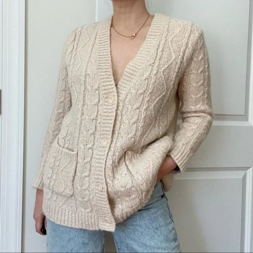 H&M Cable Knit Patch Pocket Cardigan S